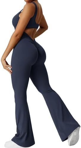 Combinaisons évasées sans manches pour femmes, pantalons longs de fitness et de yoga