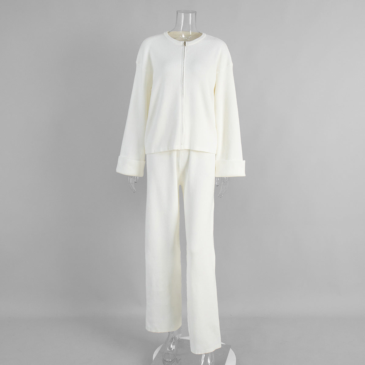 Women's Zipper Jacket And Trousers Casual Suit