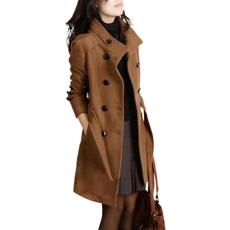 Beau manteau automne couleur unie avec ceinture et boutonnage très chic