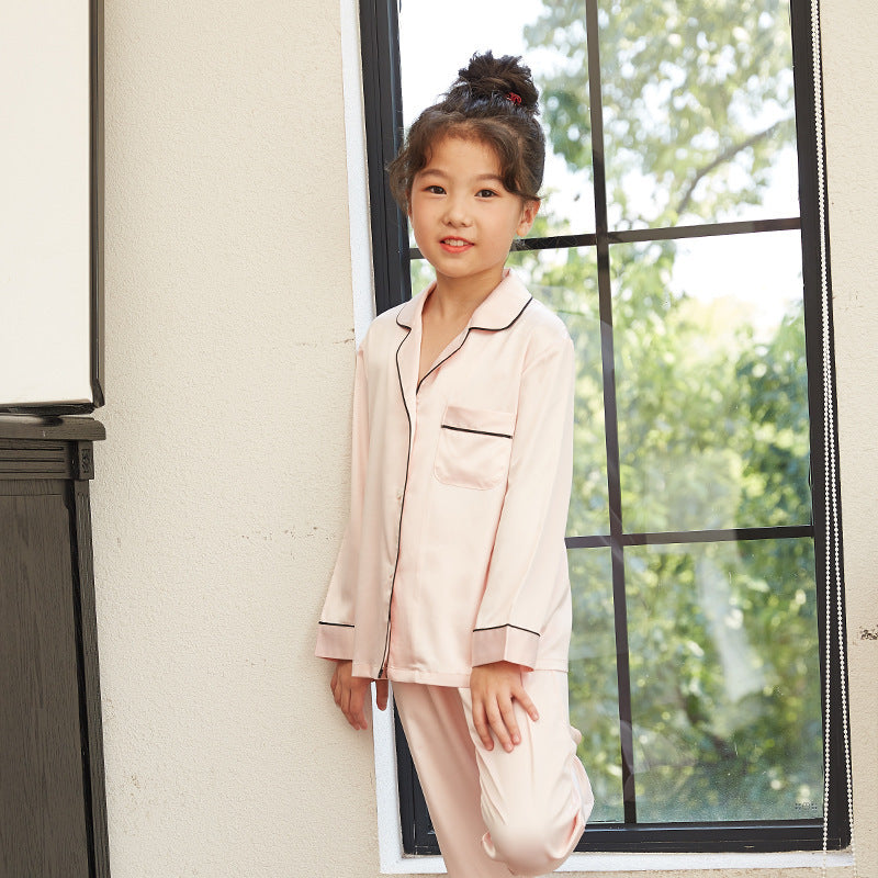 Pyjama d'été en soie à manches longues pour enfants, vêtements de détente fins, pour garçons et filles