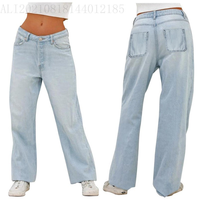 Jeans taille haute amples de style européen et américain