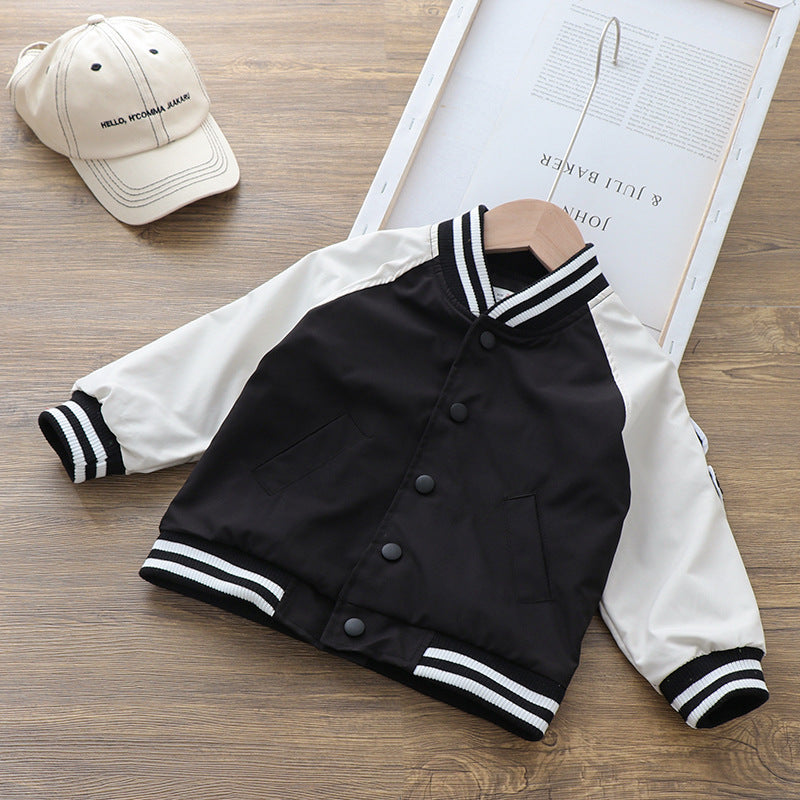 Nouveau manteau d'uniforme de baseball pour garçons, veste à col montant. Parfait pour l'automne.