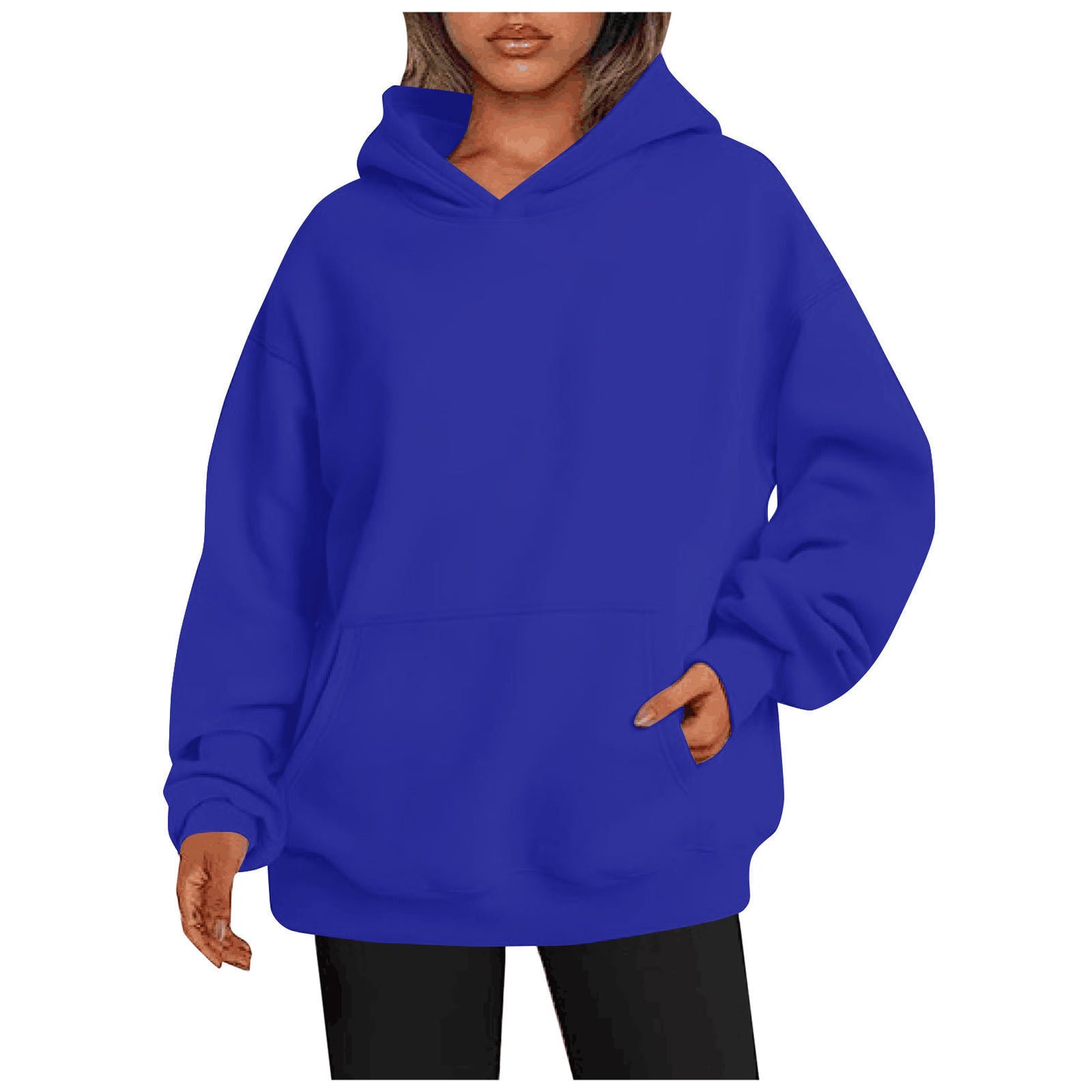 Sweats à capuche pour femmes avec poches, sweat-shirt tendance uni, pull à capuche surdimensionné, vêtements pour femmes