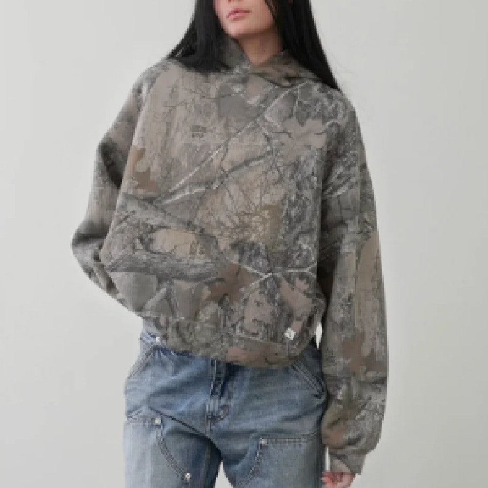 Pull ample à capuche imprimé pour femme, pull à manches longues