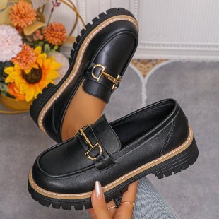 Souliers à plateforme à talons épais décontractés de couleur rétro assorti mode