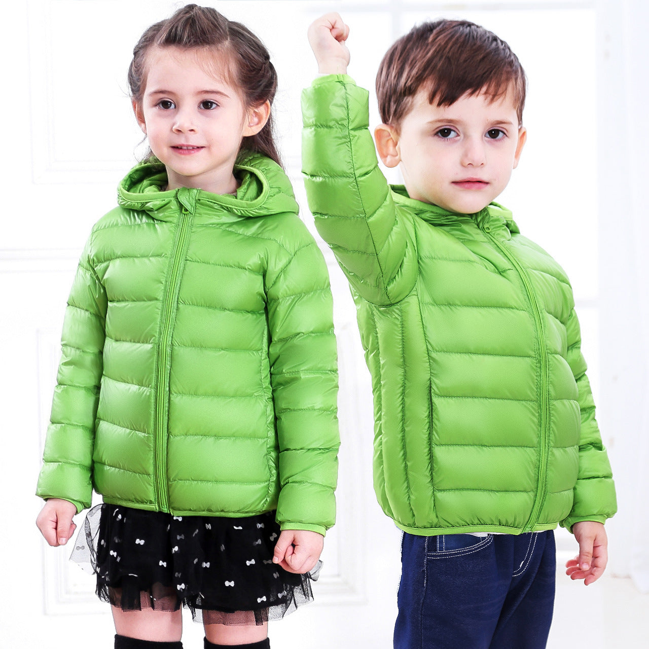 Doudoune légère pour enfant de taille moyenne et grande, veste courte à capuche en plumes pour enfant