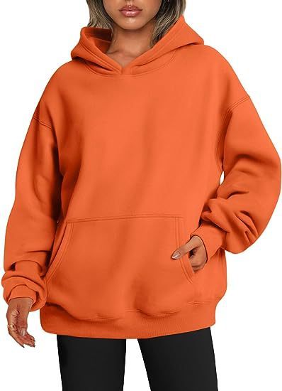 Sweats à capuche pour femmes avec poches, sweat-shirt tendance uni, pull à capuche surdimensionné, vêtements pour femmes