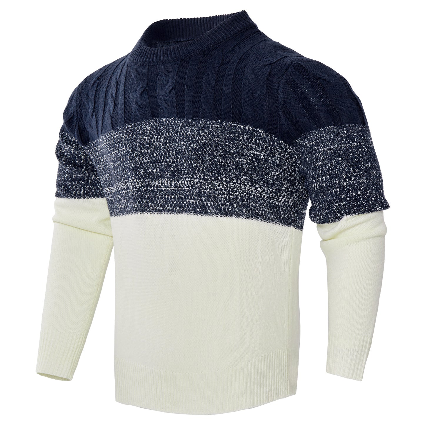 Pull décontracté à manches longues et blocs de couleurs pour homme