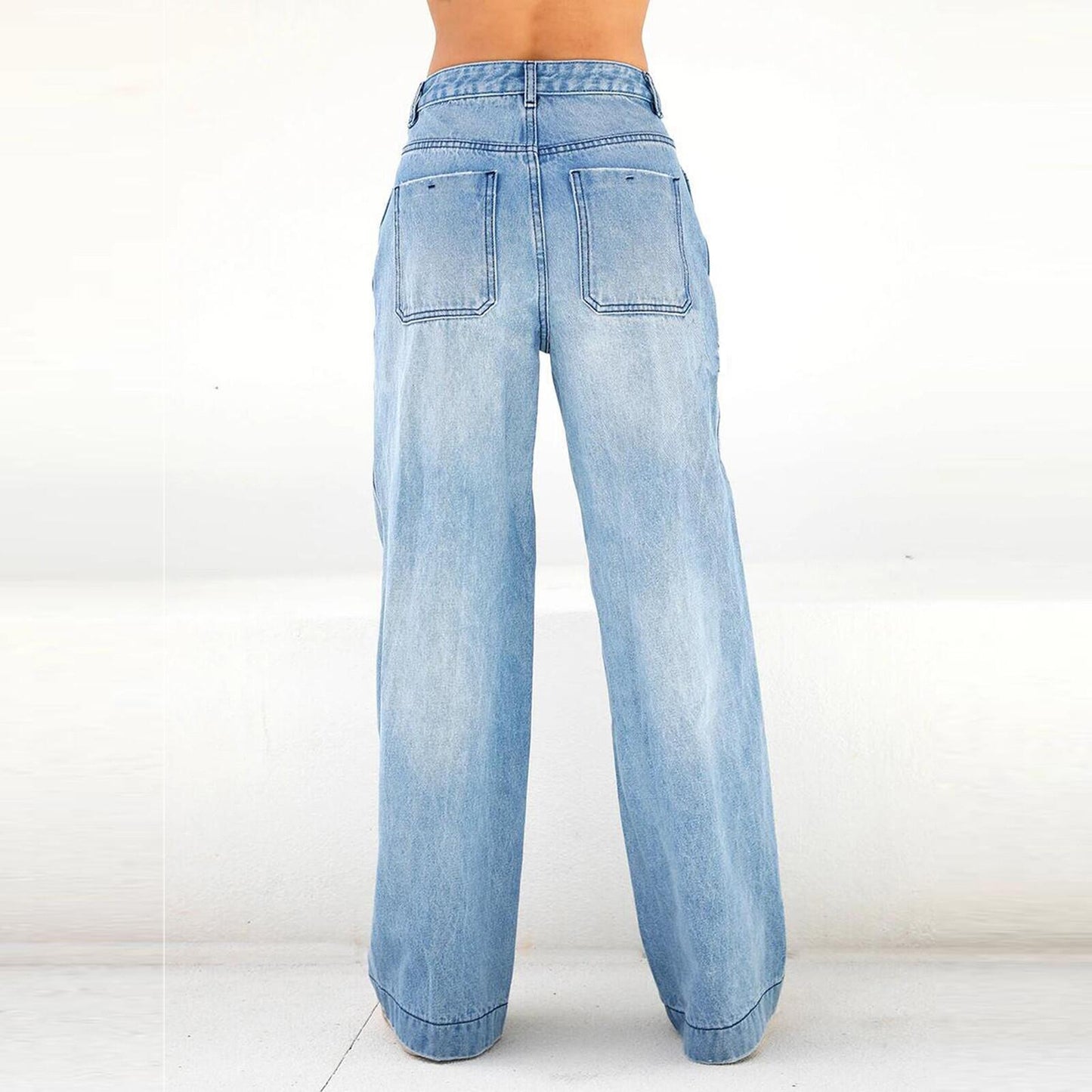 Jeans taille haute amples de style européen et américain