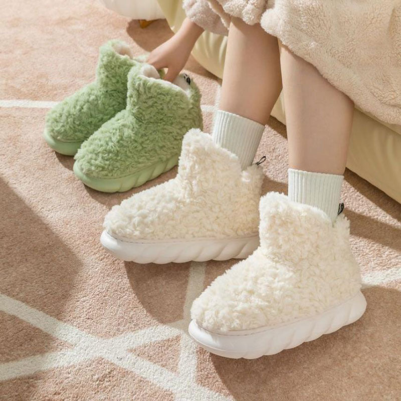 Chaussons d'hiver imperméables à talons pour la maison, à porter à l'intérieur et à l'extérieur, en coton, très confortables