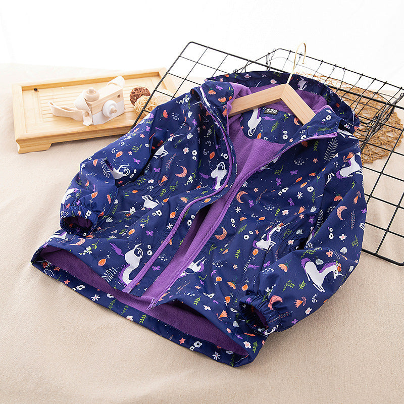 Mid-length Windbreaker Thickened Warmth Jacket Children's Style Jacket