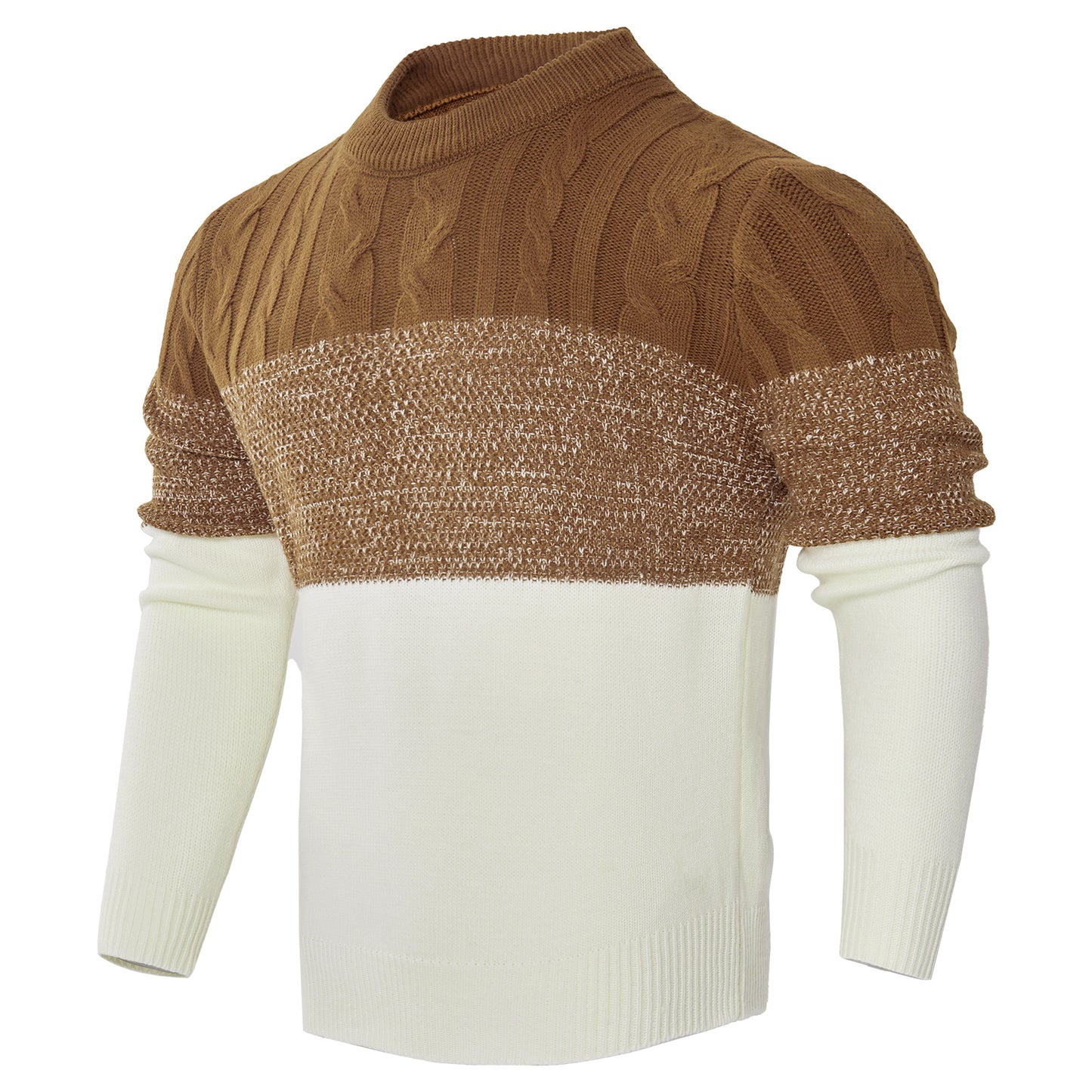 Pull décontracté à manches longues et blocs de couleurs pour homme