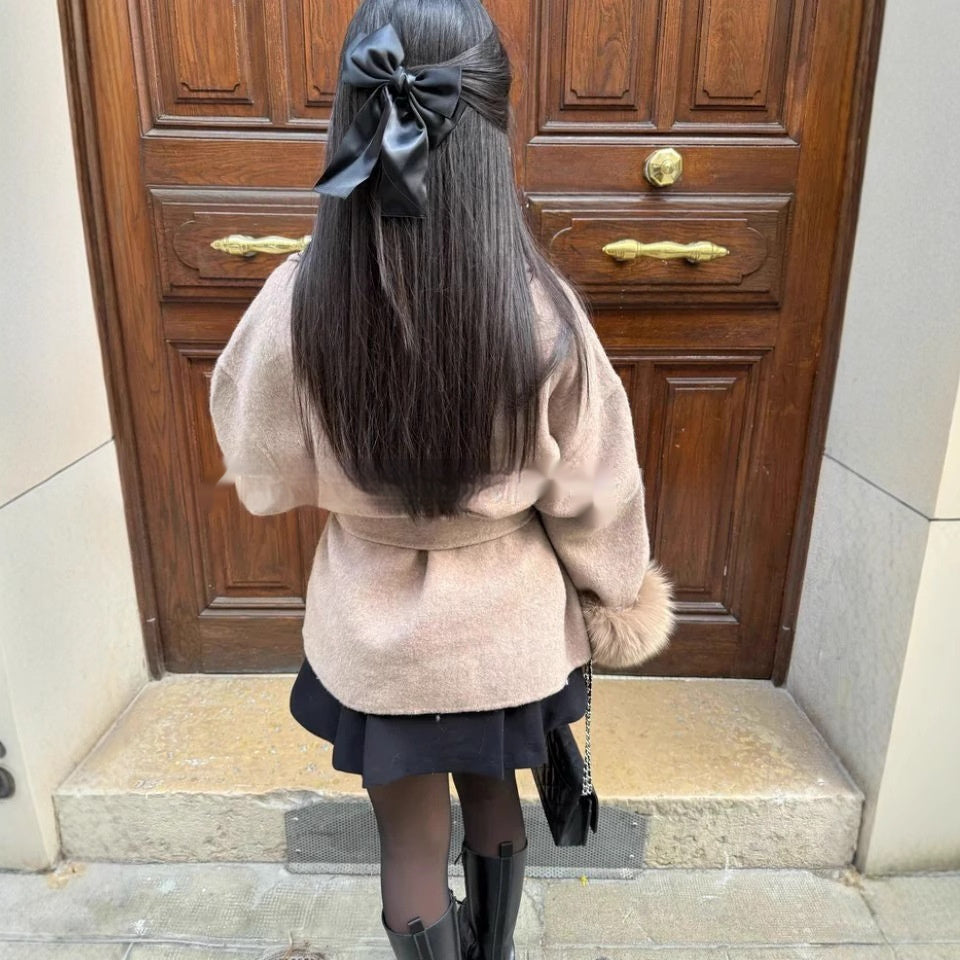Manteau long à manches fourrées