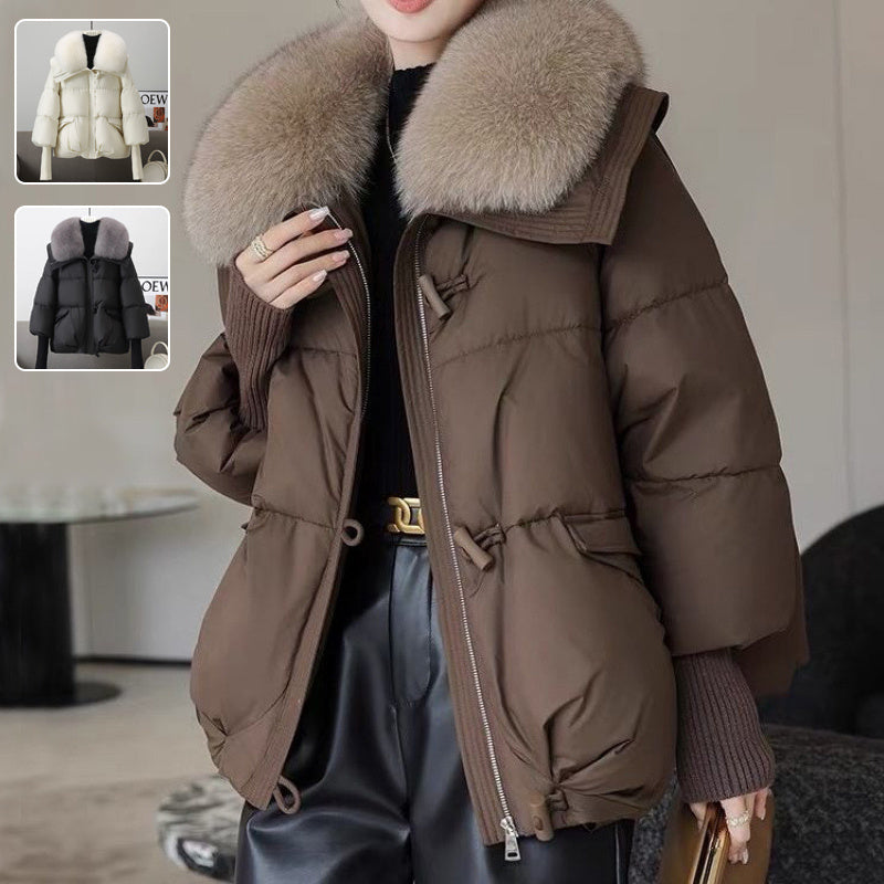 Doudoune en coton rembourrée pour femme, manteau épais à col court en fourrure, vêtements d'hiver