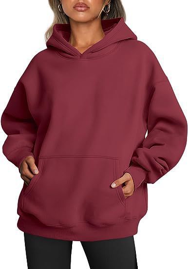 Sweats à capuche pour femmes avec poches, sweat-shirt tendance uni, pull à capuche surdimensionné, vêtements pour femmes