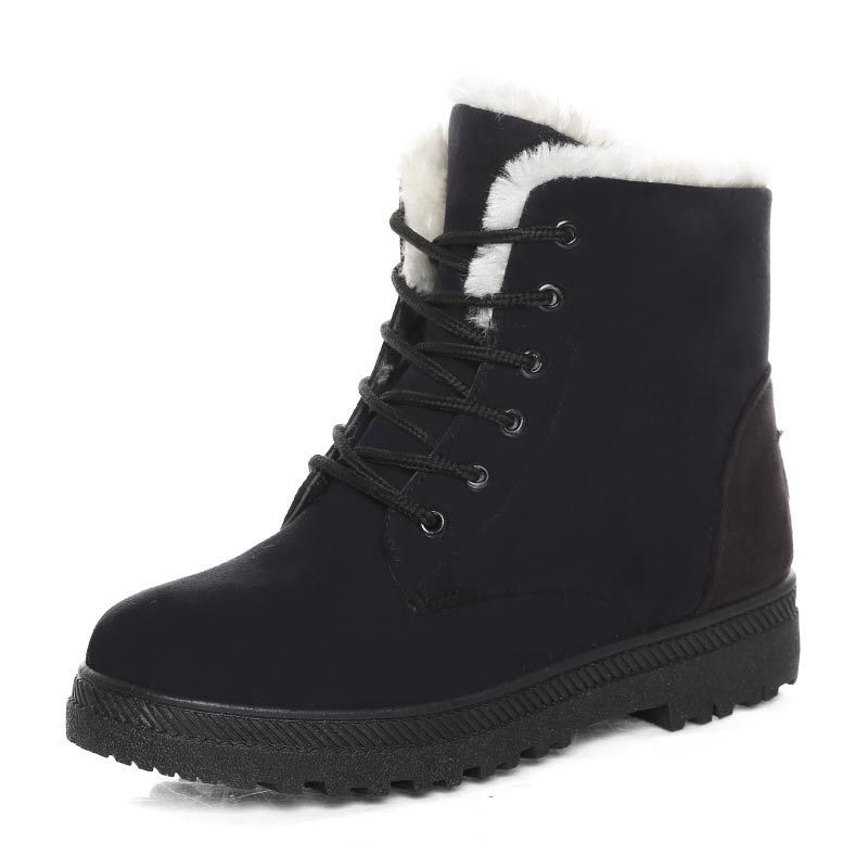 Bottes de neige d'hiver avec bottines en peluche chaudes pour femmes cute et cozy