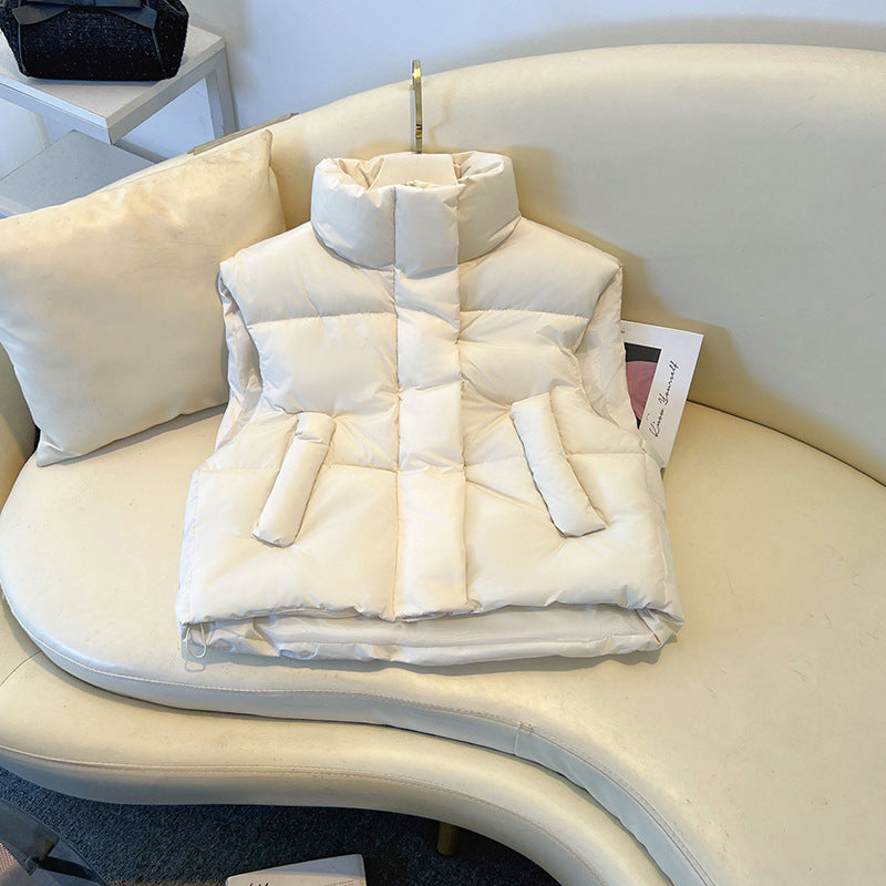 Gilet court en coton taille haute pour femme, automne et hiver