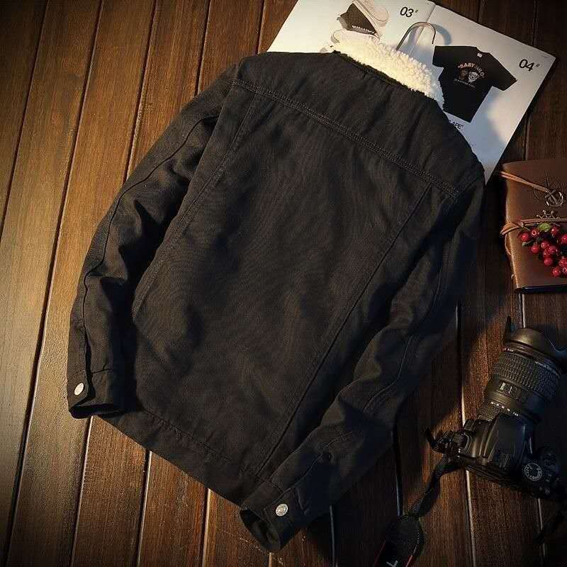 Manteau d'hiver en jean doublé polaire pour homme, épais