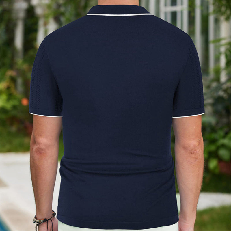 Polo à manches courtes, haut d'été à revers boutonné, vêtements d'affaires tendance pour hommes