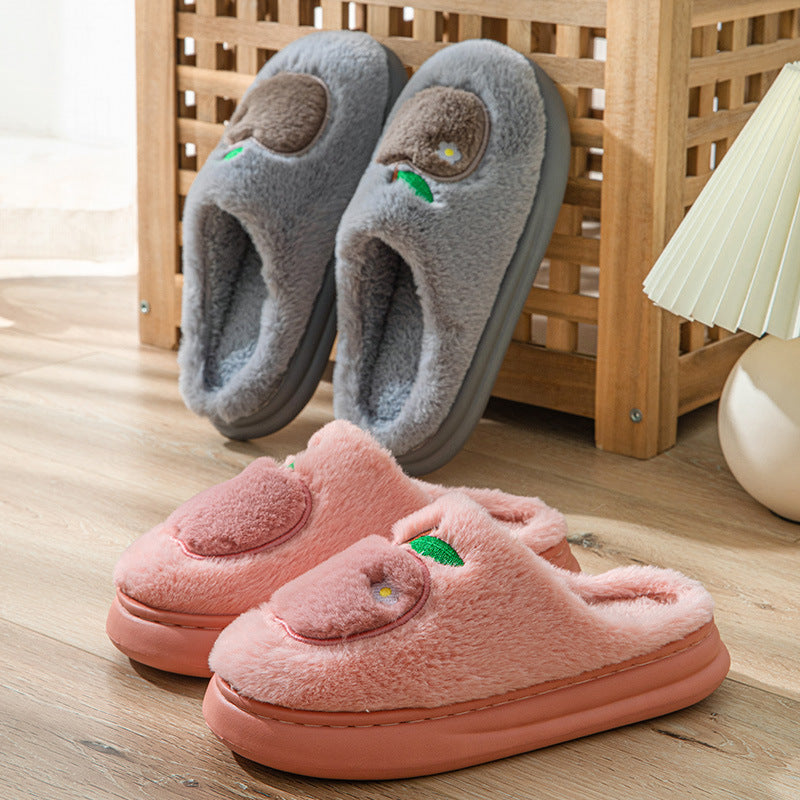 Chaussons en coton pour femmes, pantoufles chaudes en peluche pour l'intérieur