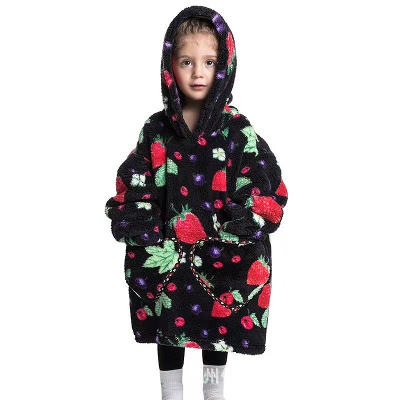 Vêtements confortables en velours de coton résistants au froid pour garçons et filles, couverture à capuche épaisse grande taille, vêtements de nuit pour enfants