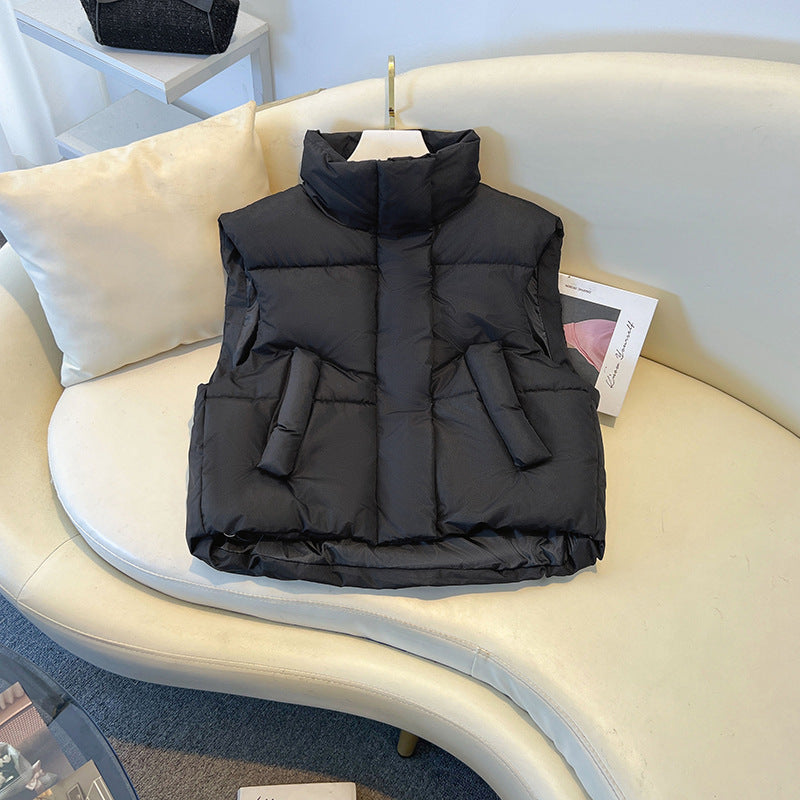Gilet court en coton taille haute pour femme, automne et hiver