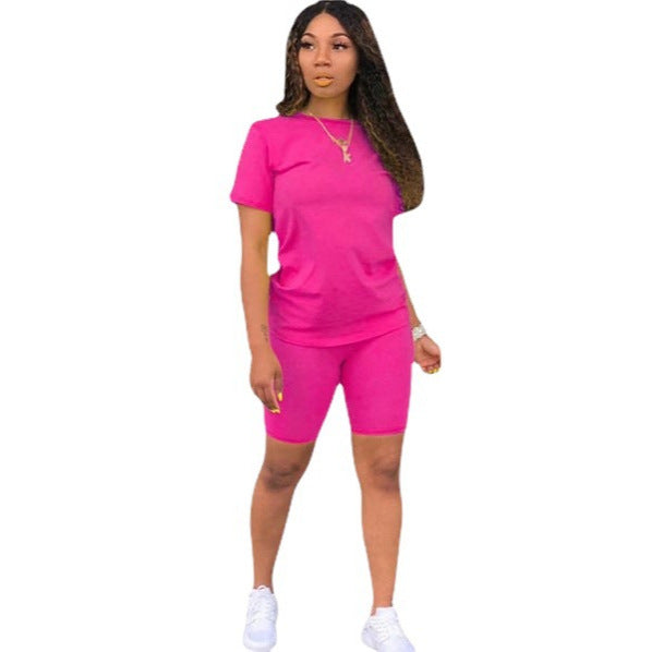 Combinaison de sport décontractée deux pièces pour femme, couleur unie