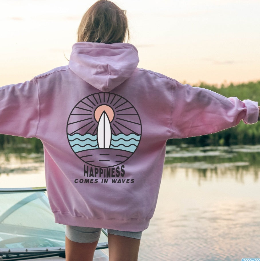 Sweat à capuche surdimensionné imprimé « Chasing Sunset » pour femme