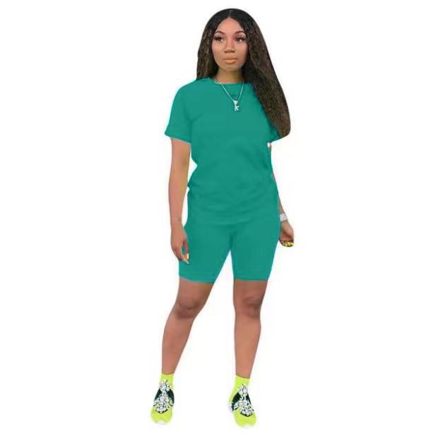Combinaison de sport décontractée deux pièces pour femme, couleur unie