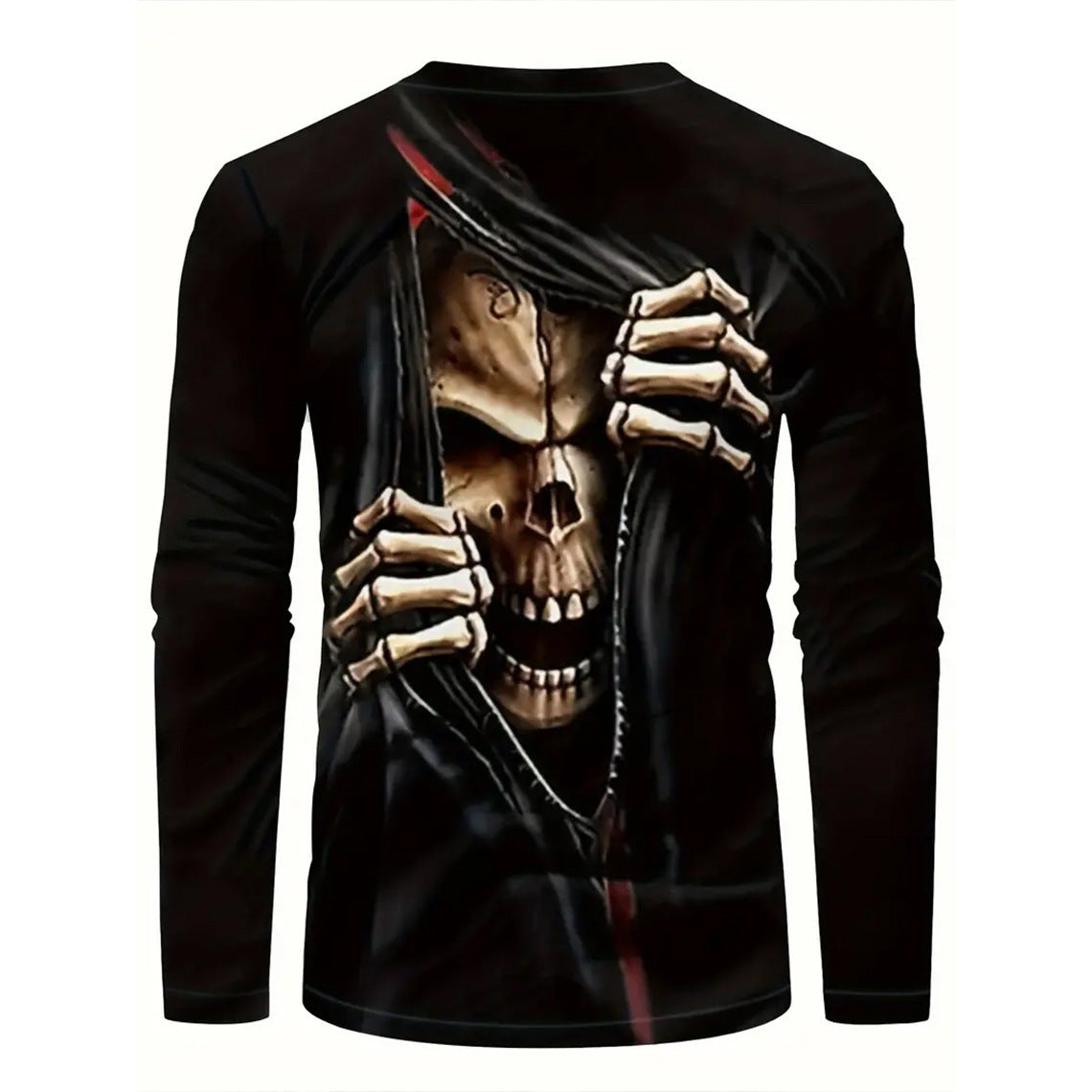 T-shirt rétro pour homme, imprimé 3D, style hip-hop, ample, col ras du cou, décontracté, manches longues