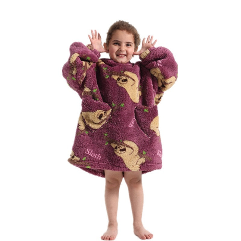 Vêtements confortables en velours de coton résistants au froid pour garçons et filles, couverture à capuche épaisse grande taille, vêtements de nuit pour enfants