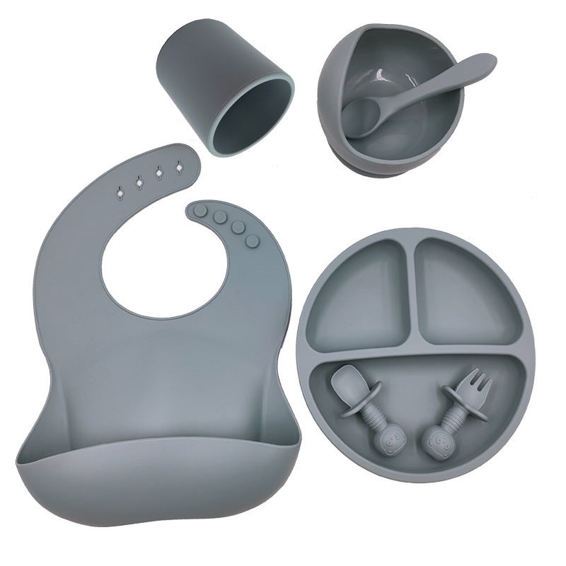 Couverts pour bébé, bavoir en silicone, tasse en silicone, cuillère