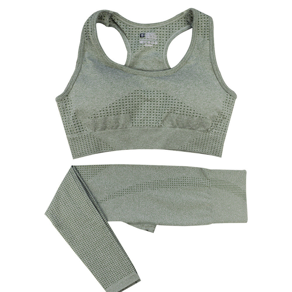 Ensemble de yoga 2 pièces sans couture pour femmes, survêtement, leggings taille haute, vêtements de sport, haut court de fitness, combinaisons de sport, ensemble de gymnastique