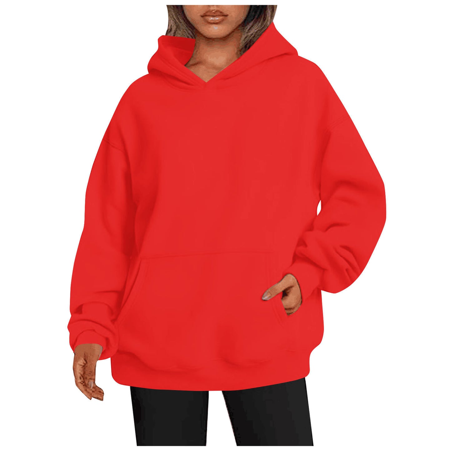Sweats à capuche pour femmes avec poches, sweat-shirt tendance uni, pull à capuche surdimensionné, vêtements pour femmes
