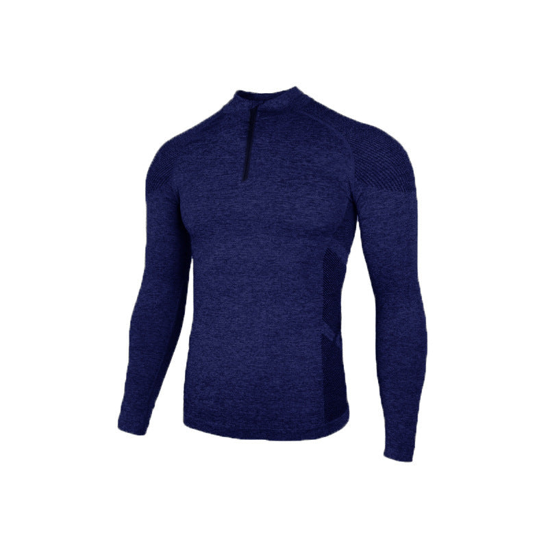 Haut sans coutures à manches longues et fermeture éclair pour entraînement, fitness, extérieur, coupe ajustée