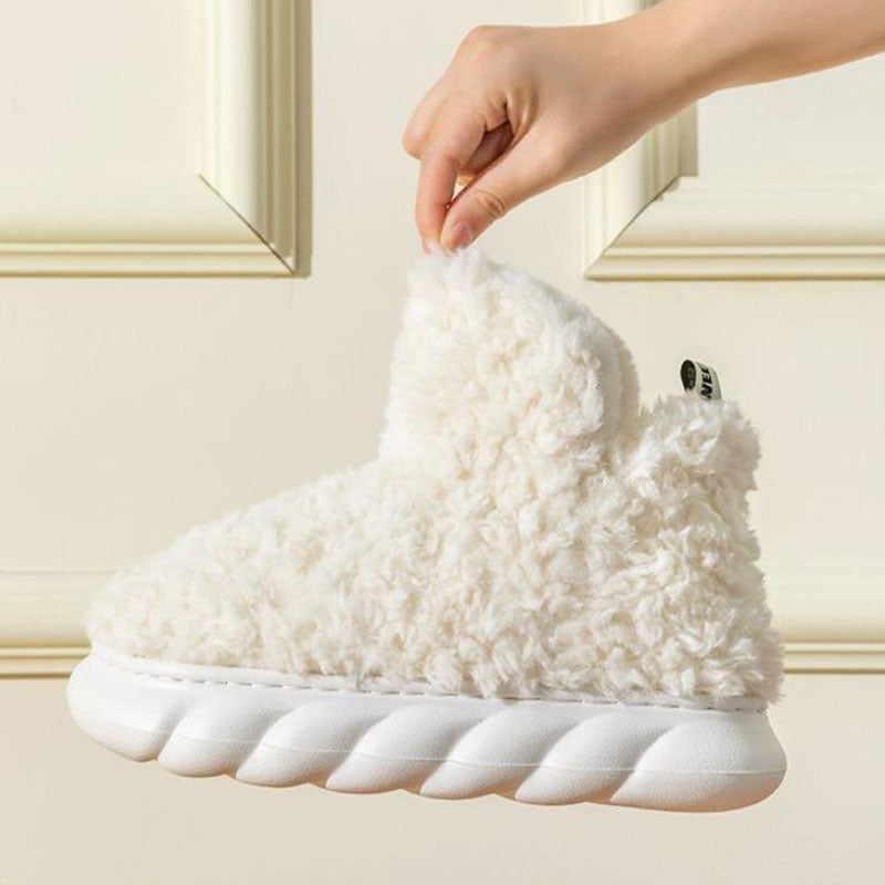 Chaussons d'hiver imperméables à talons pour la maison, à porter à l'intérieur et à l'extérieur, en coton, très confortables