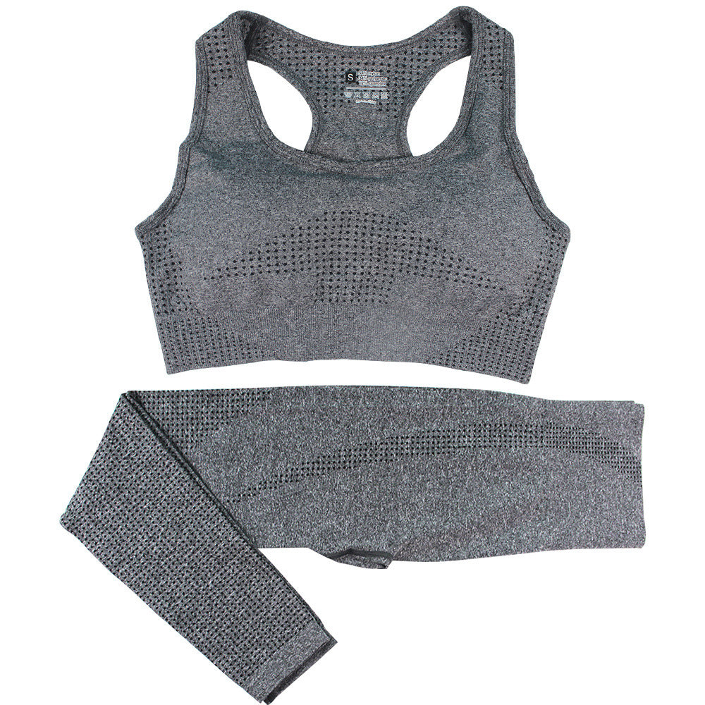 Ensemble de yoga 2 pièces sans couture pour femmes, survêtement, leggings taille haute, vêtements de sport, haut court de fitness, combinaisons de sport, ensemble de gymnastique