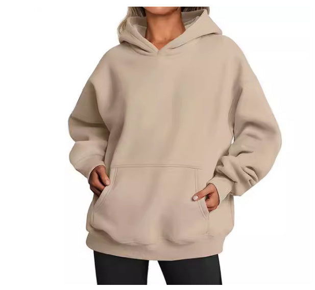 Sweats à capuche pour femmes avec poches, sweat-shirt tendance uni, pull à capuche surdimensionné, vêtements pour femmes