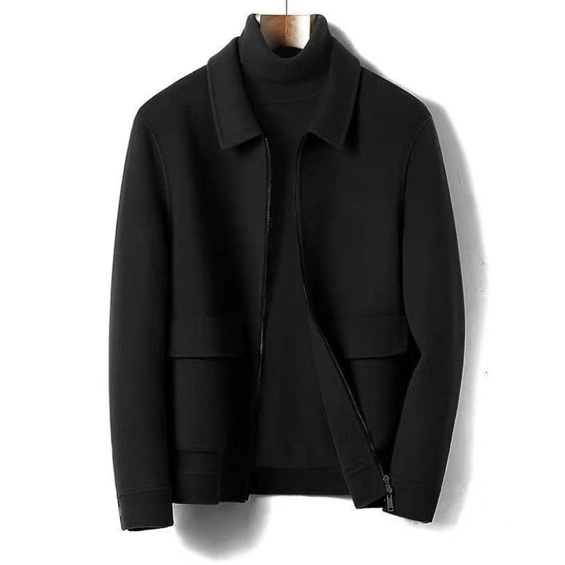 Manteau pour homme, épais, double face, revers en laine, décontracté