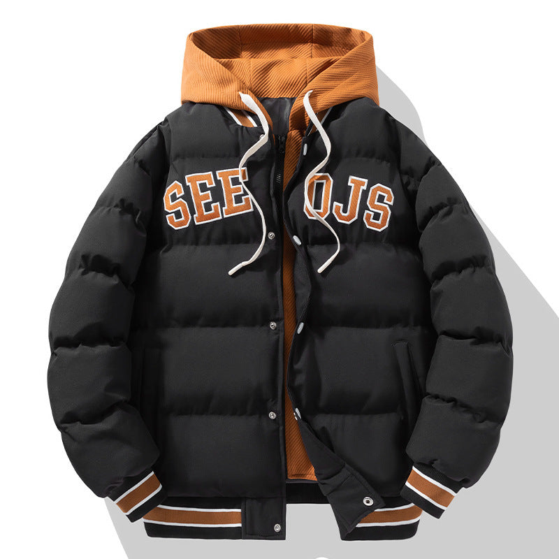 Manteau à capuche en coton pour homme et adolescent, veste chaude et solide avec fermeture éclair, style hiver