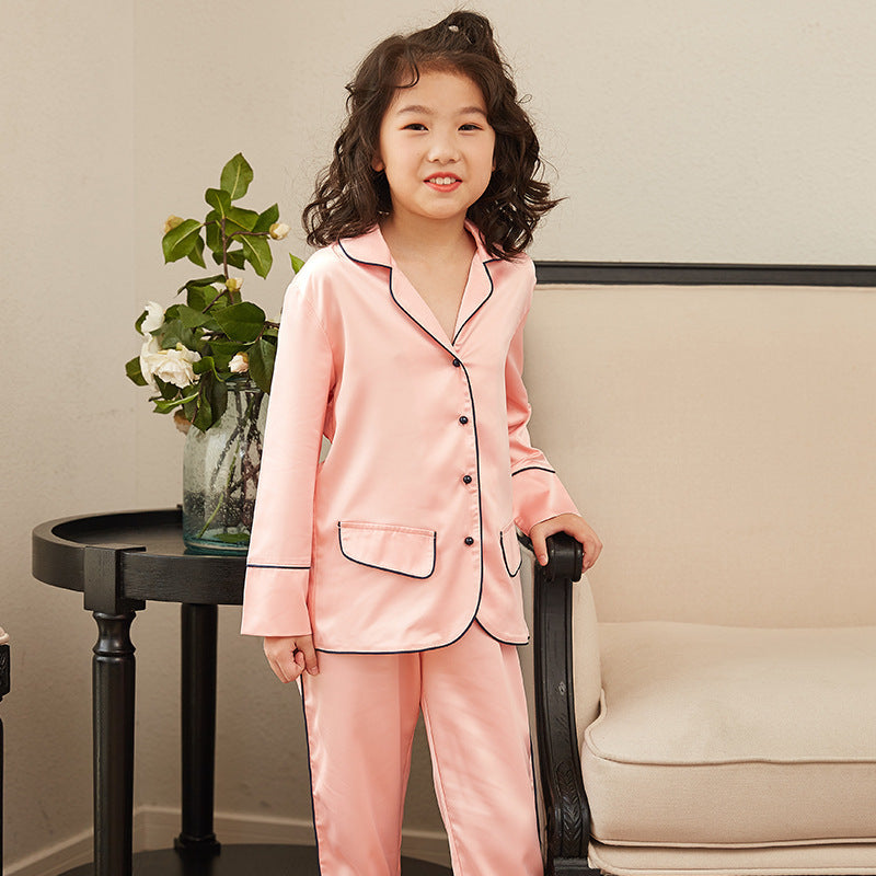 Pyjama d'été en soie à manches longues pour enfants, vêtements de détente fins, pour garçons et filles