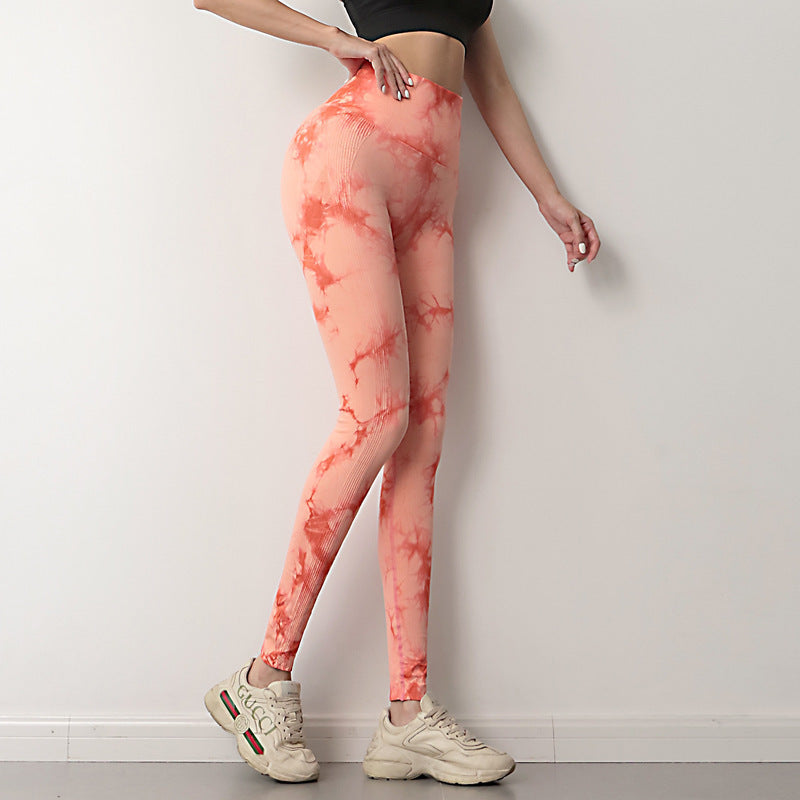Leggings Tie Dye pour femmes, pantalons de yoga, de fitness, sans coutures, push-up, collants d'entraînement, de sport, de gym