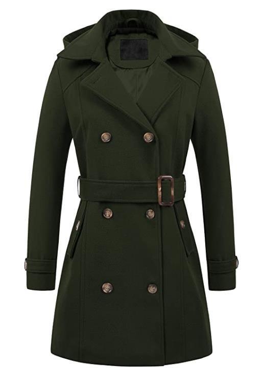 Manteau à capuche en laine pour femme grande taille