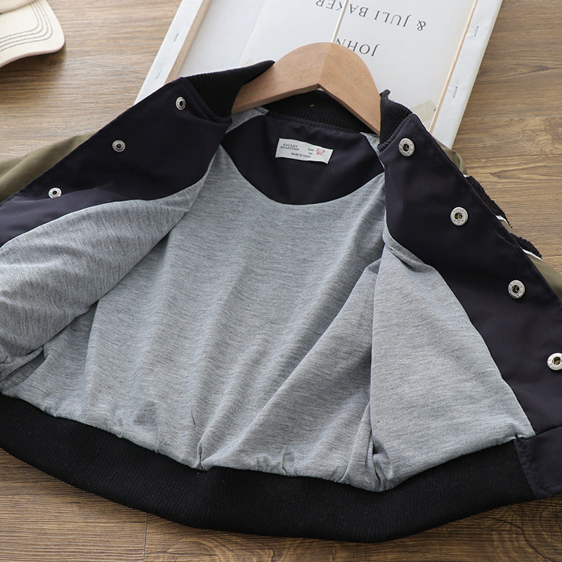 Nouveau manteau d'uniforme de baseball pour garçons, veste à col montant. Parfait pour l'automne.