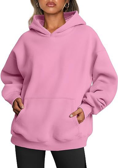 Sweats à capuche pour femmes avec poches, sweat-shirt tendance uni, pull à capuche surdimensionné, vêtements pour femmes
