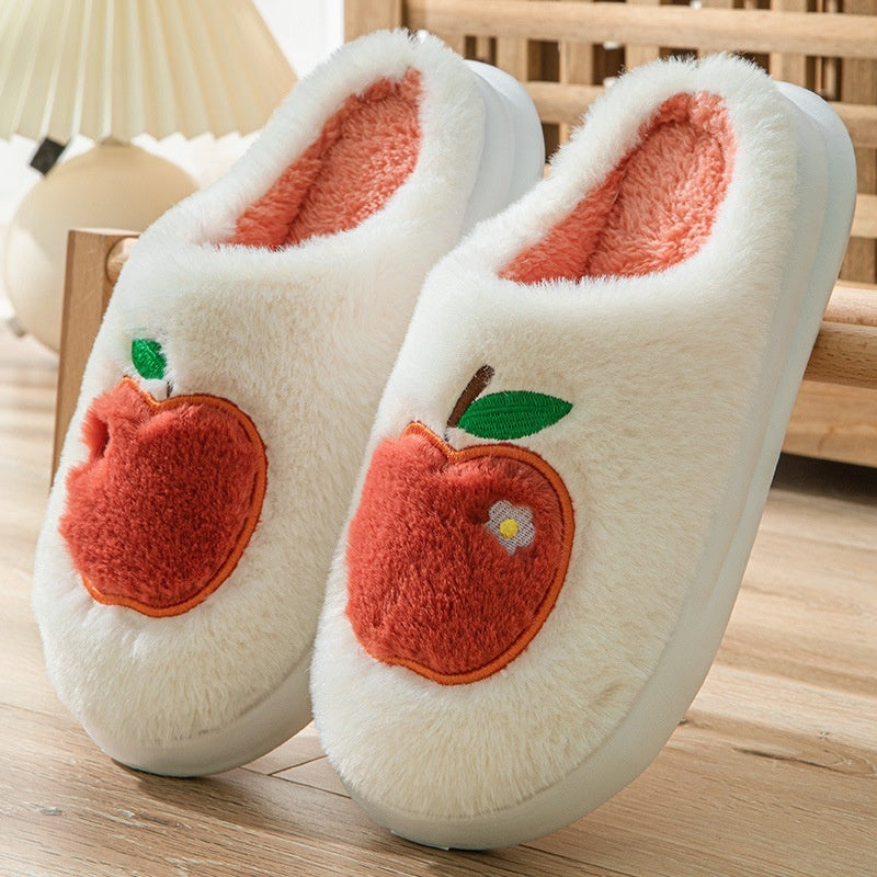 Chaussons en coton pour femmes, pantoufles chaudes en peluche pour l'intérieur