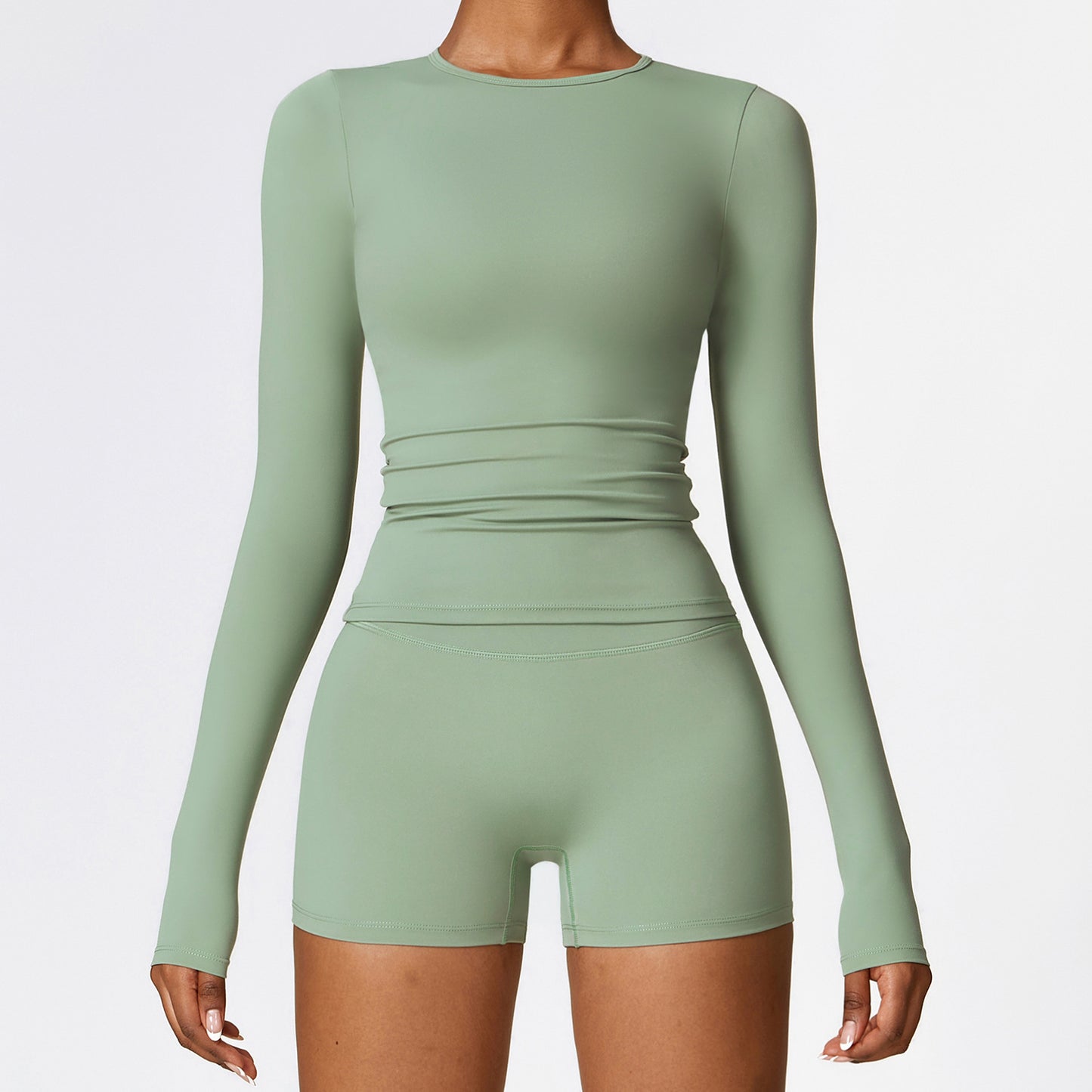 Pull slim à manches longues pour femme, vêtement de sport, de yoga, de fitness et de mode