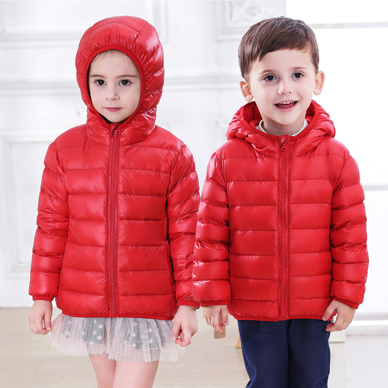 Doudoune légère pour enfant de taille moyenne et grande, veste courte à capuche en plumes pour enfant