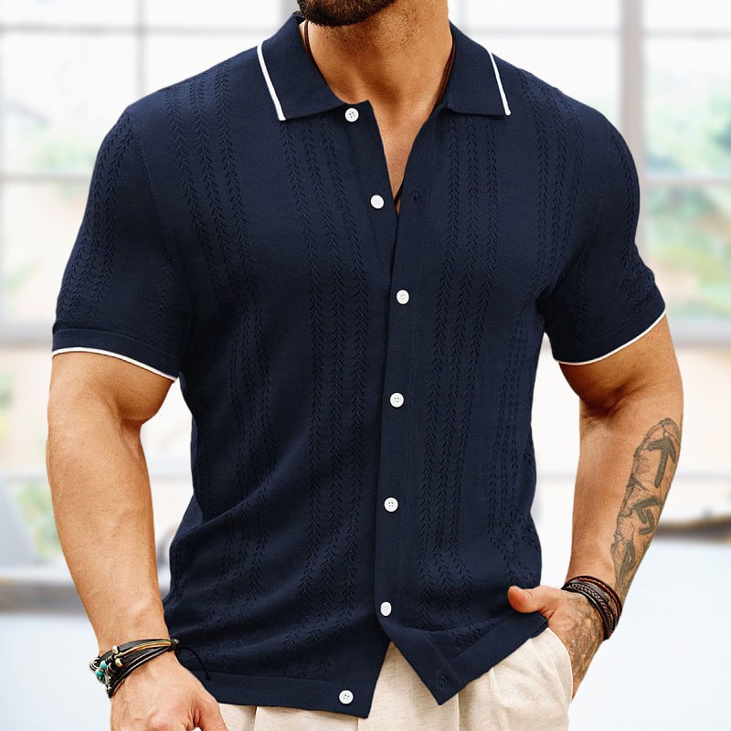 Polo à manches courtes, haut d'été à revers boutonné, vêtements d'affaires tendance pour hommes