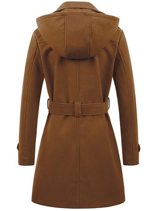 Manteau à capuche en laine pour femme grande taille